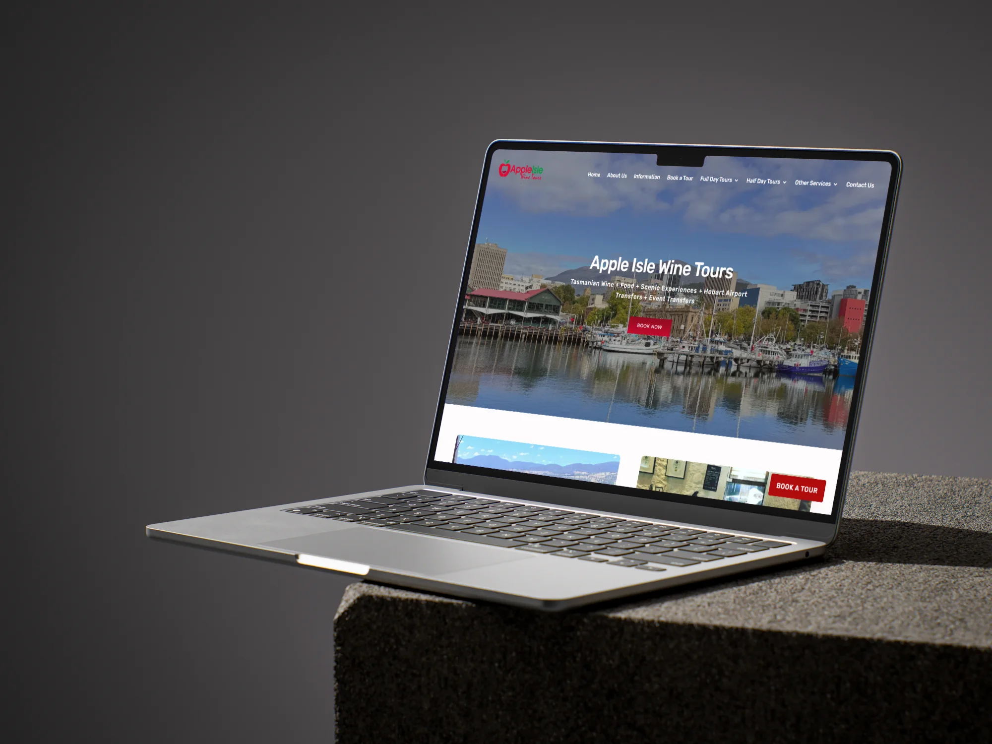 Apple Isle Wine Tours website, Letting The Photos Work