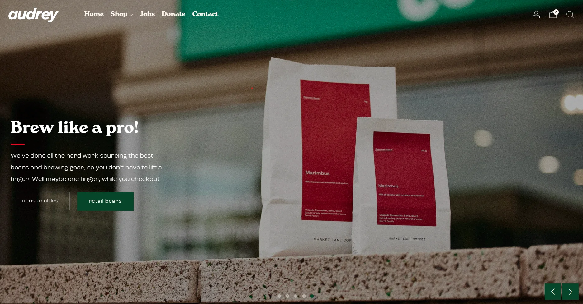 Audrey Coffee homepage hero