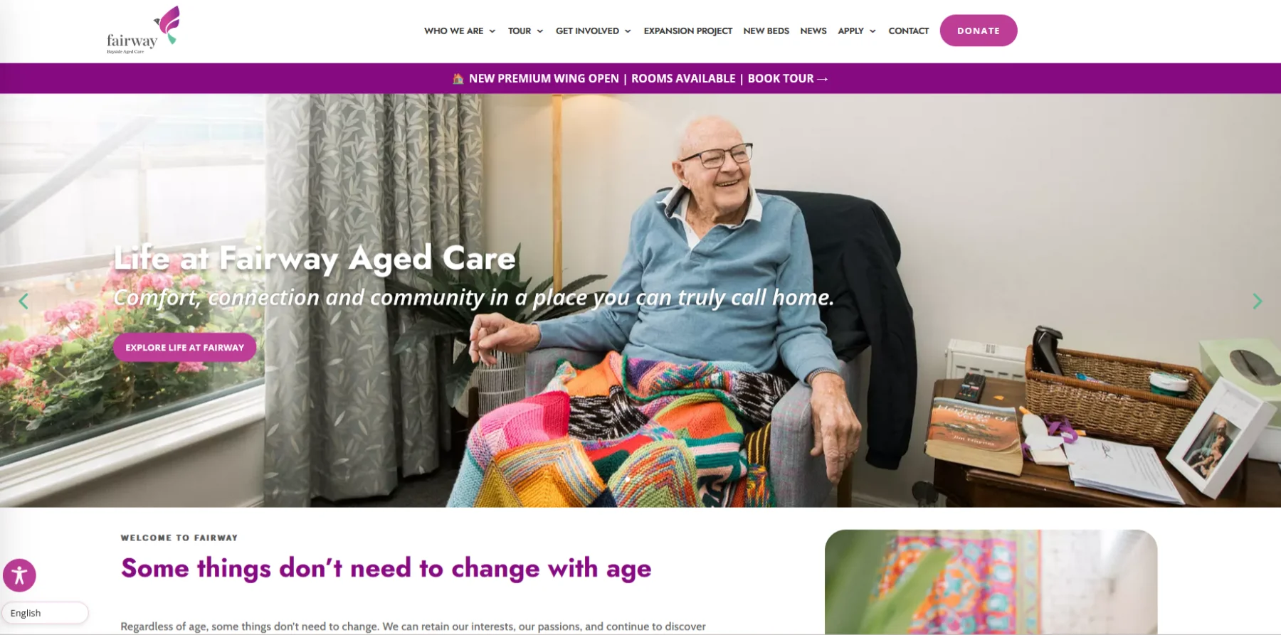 Fairway Bayside Aged Care homepage
